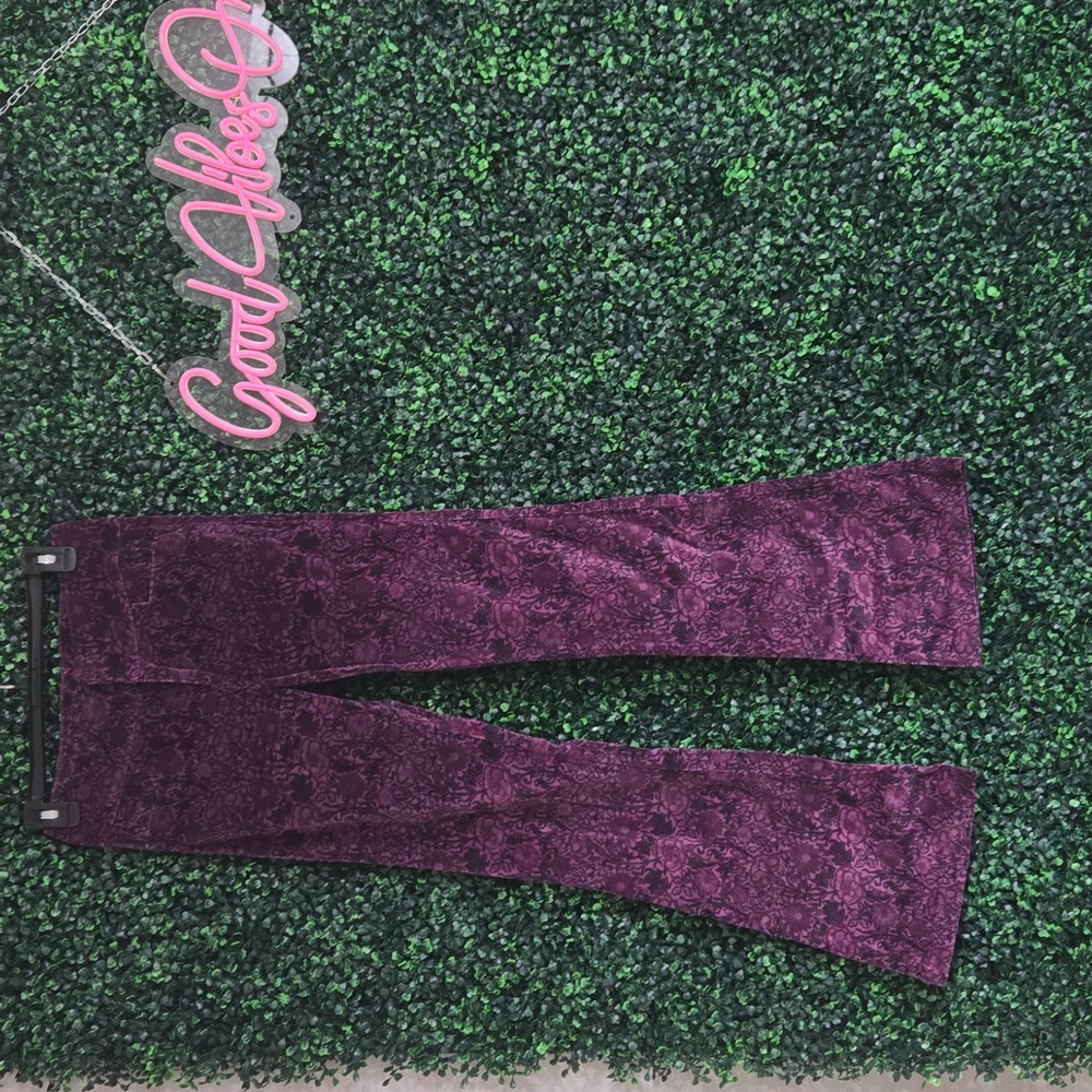 Paige x Morris & Co. Velvet High-rise Flare Pants Size 24 Purple